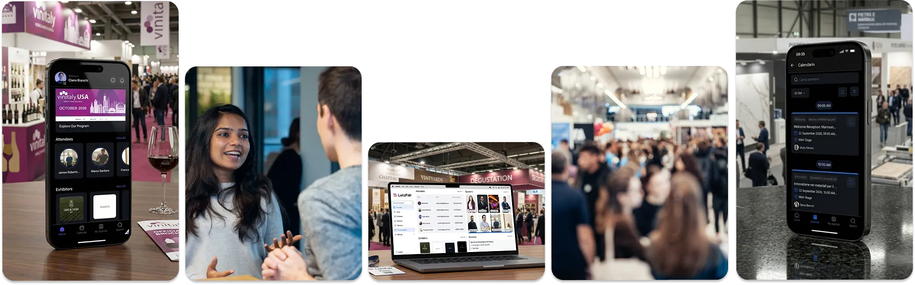 LetzFair app and platform in use at trade shows and networking events